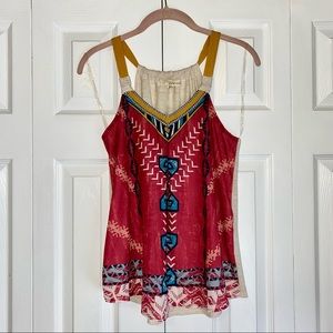 Rewind Aztec Bohemian Southwestern Flowy Tank Top XS